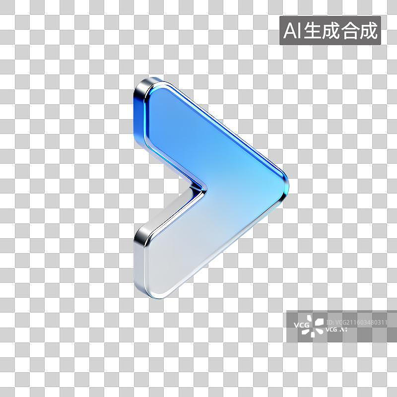 【AI数字艺术】蓝白渐变3D箭头图标图片素材