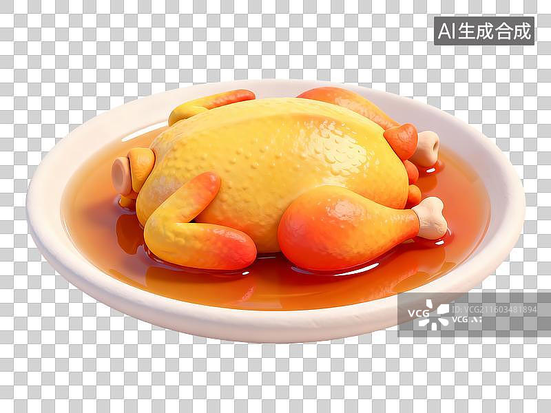 【AI数字艺术】3D粘土风立冬节气元素麻油鸡图片素材