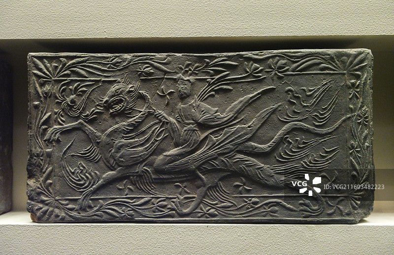 画像砖 南朝 1958年河南邓州许庄出土 中国国家博物馆“古代中国基本陈列”图片素材