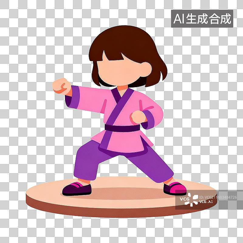 【AI数字艺术】2D扁平卡通风格武术跆拳道空手道人物免抠元素图片素材