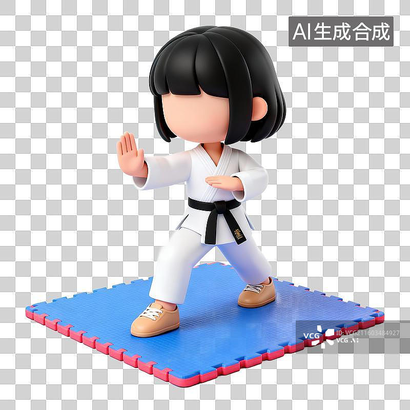 【AI数字艺术】3D立体卡通风格武术跆拳道空手道人物免抠元素图片素材