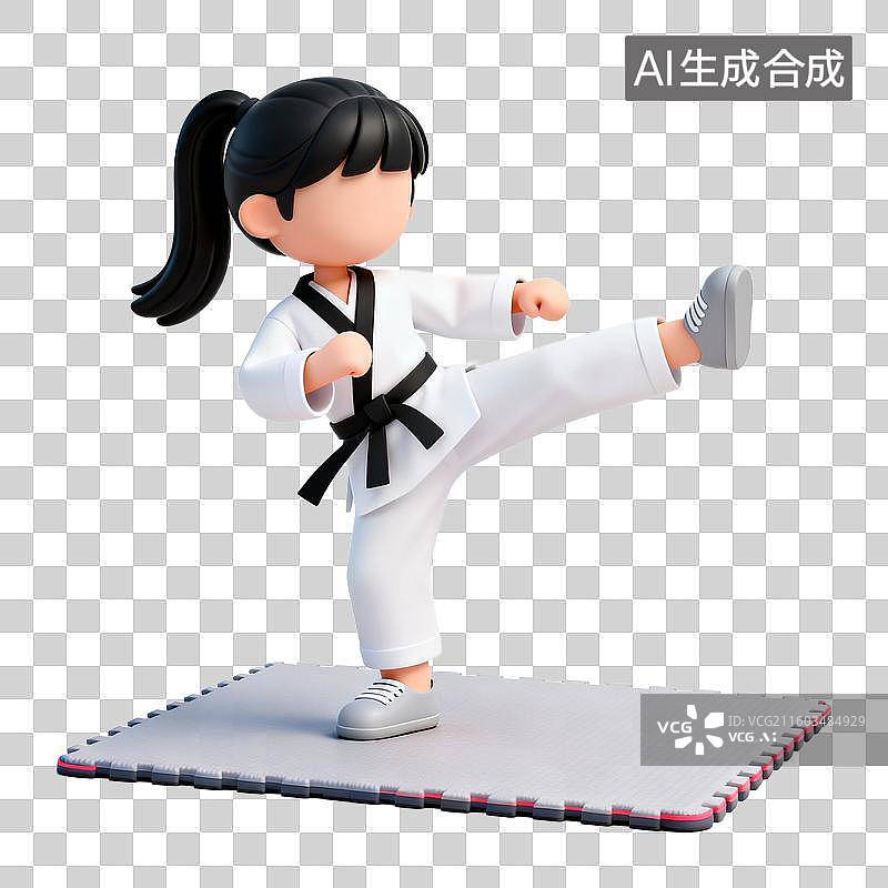 【AI数字艺术】3D立体卡通风格武术跆拳道空手道人物免抠元素图片素材