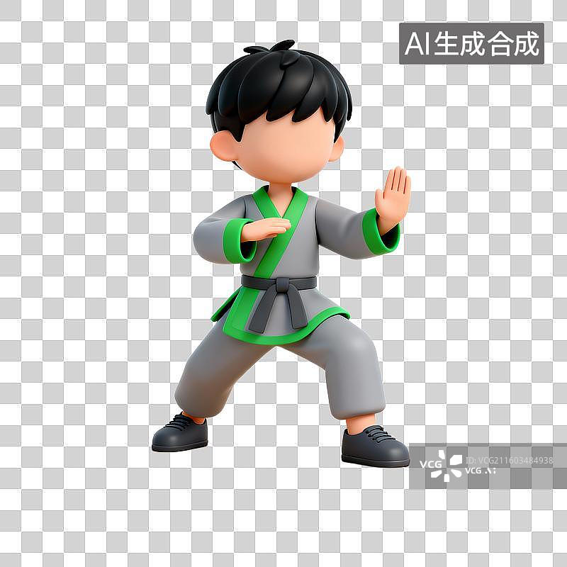 【AI数字艺术】3D立体卡通风格武术跆拳道空手道人物免抠元素图片素材