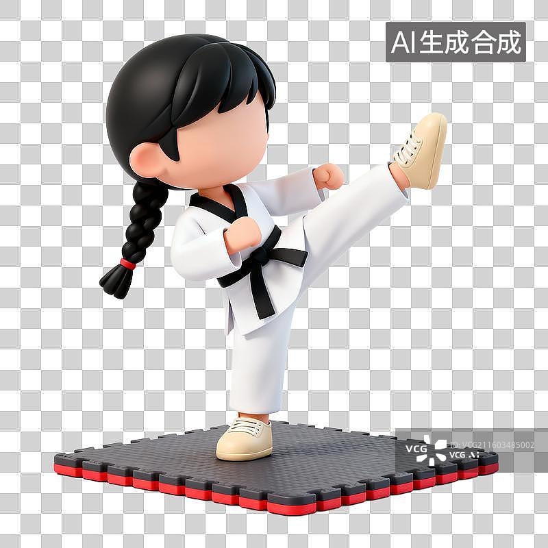 【AI数字艺术】3D立体卡通风格武术跆拳道空手道人物免抠元素图片素材