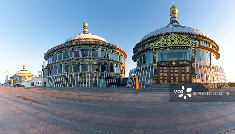 黑山头列夫湿地景区特色蒙古风格建筑景观图片素材