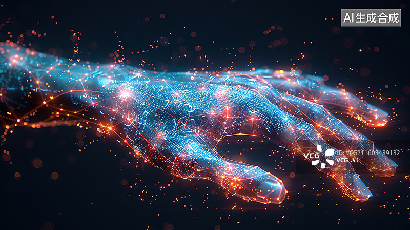 【AI数字艺术】生物科学医疗人体模型手部器官血管经络图片素材