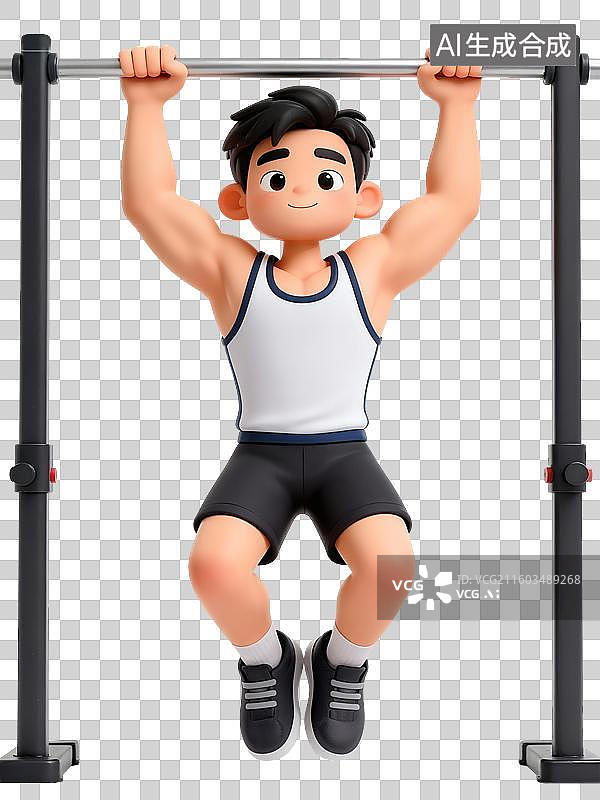 【AI数字艺术】一个男人正在做引体向上运动三维元素图片素材