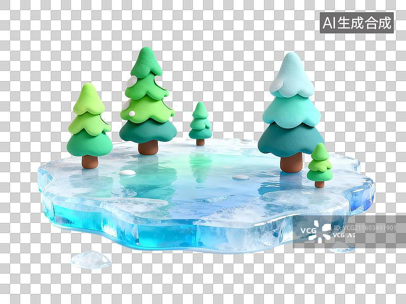 【AI数字艺术】3D粘土风小寒节气元素图片素材