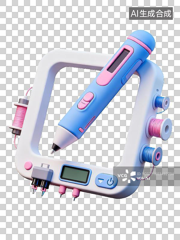 【AI数字艺术】3d新科技打印笔元素小场景图片素材