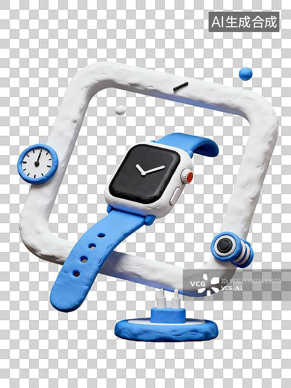 【AI数字艺术】3d新科技手表元素小场景图片素材