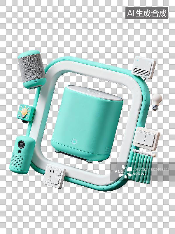 【AI数字艺术】3d新科技全屋智能主机元素小场景图片素材
