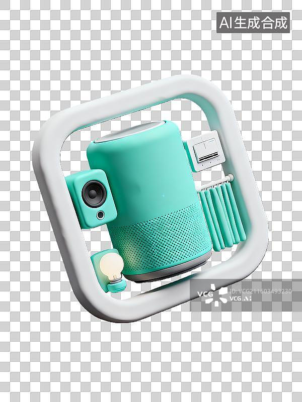 【AI数字艺术】3d新科技全屋智能主机元素小场景图片素材