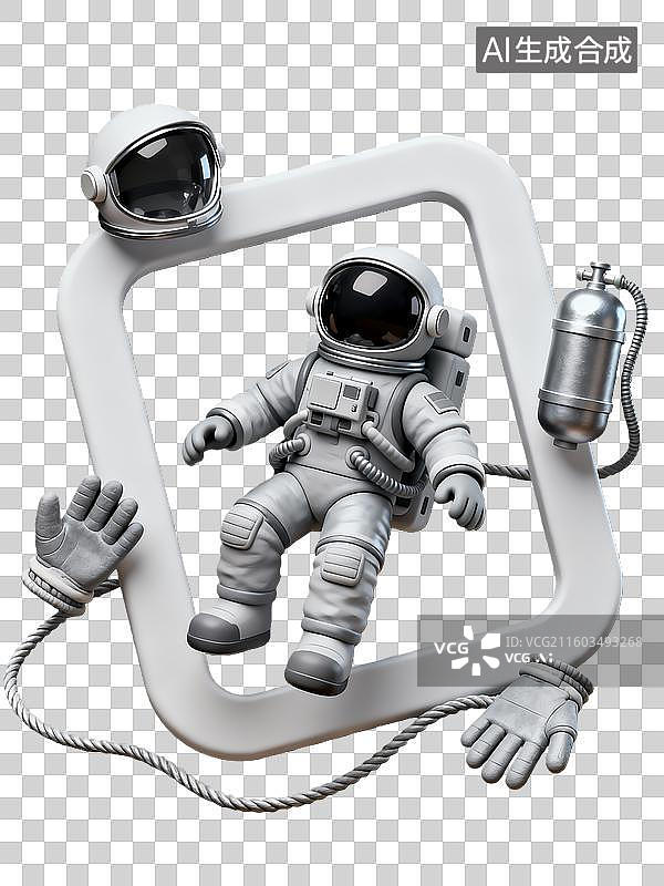 【AI数字艺术】3d新科技宇航员元素小场景图片素材