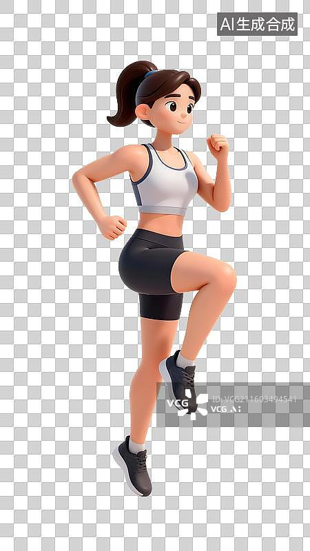 【AI数字艺术】一个女人正在高抬腿三维元素图片素材