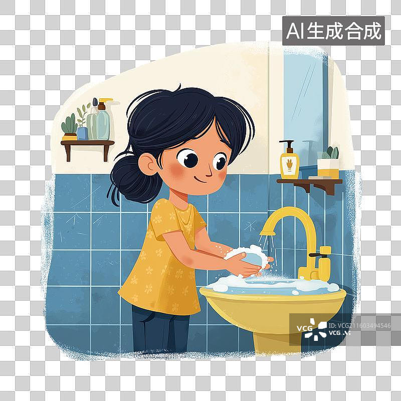 【AI数字艺术】儿童在洗手图片素材