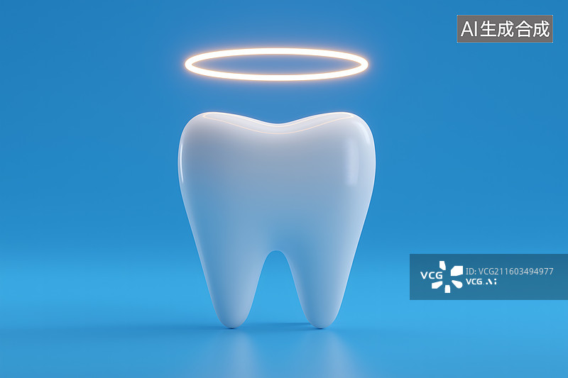 【AI数字艺术】光环下的洁白牙齿图片素材