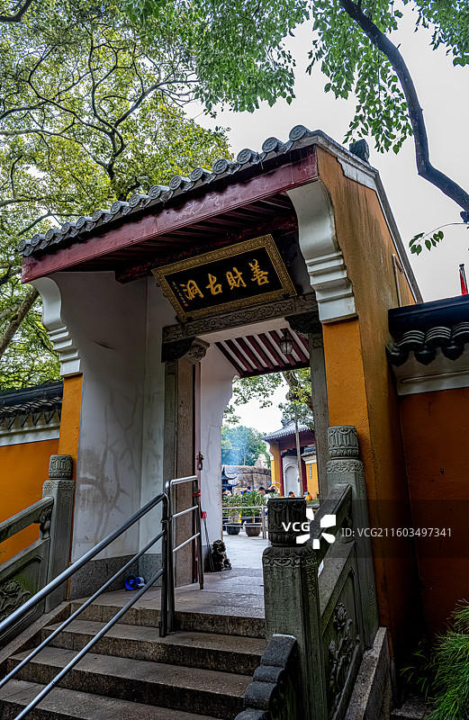 善财古洞庙门题字 善财洞 普陀山海天佛国 普陀十二胜景图片素材