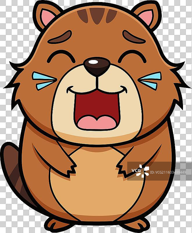 害羞的海狸鼠哭泣，动漫风格图片素材