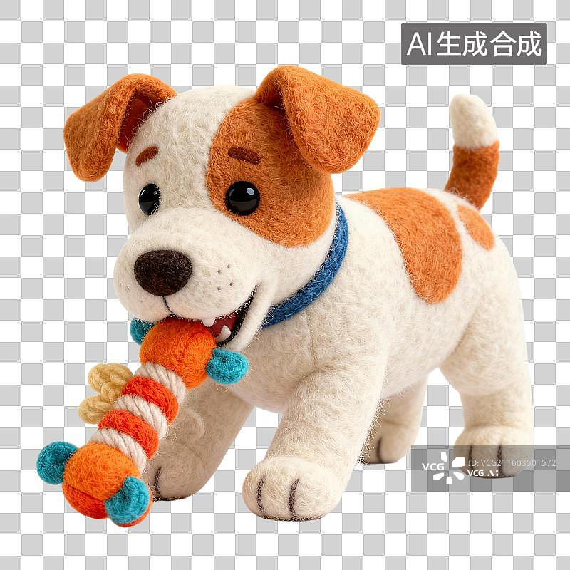 【AI数字艺术】毛绒小狗与彩色玩具图片素材