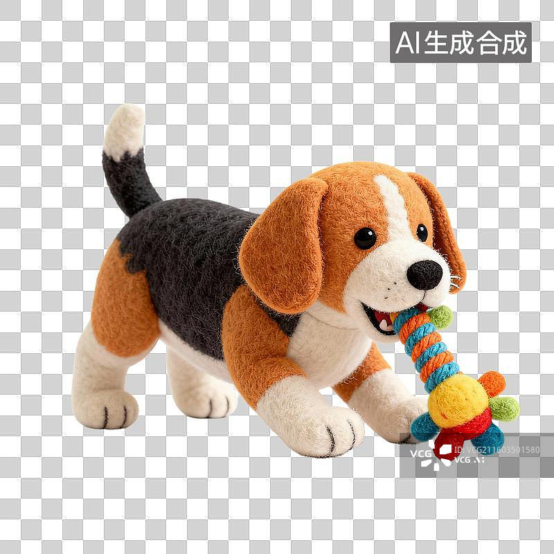 【AI数字艺术】毛绒小狗与彩色玩具图片素材