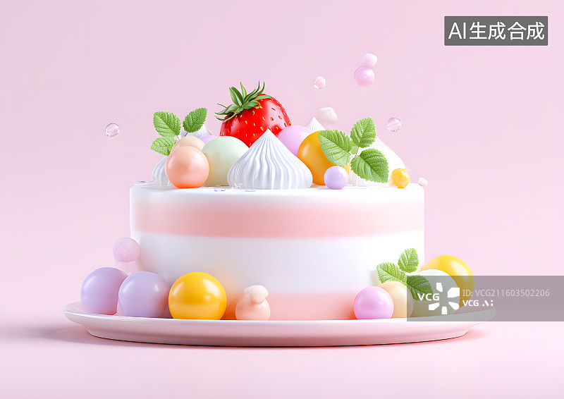 【AI数字艺术】一个美味的卡通蛋糕图片素材