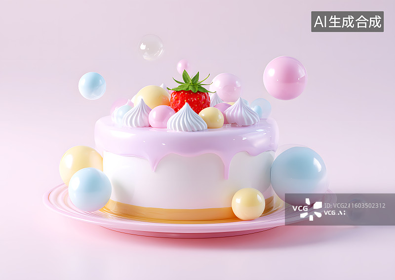 【AI数字艺术】一个美味的卡通蛋糕图片素材