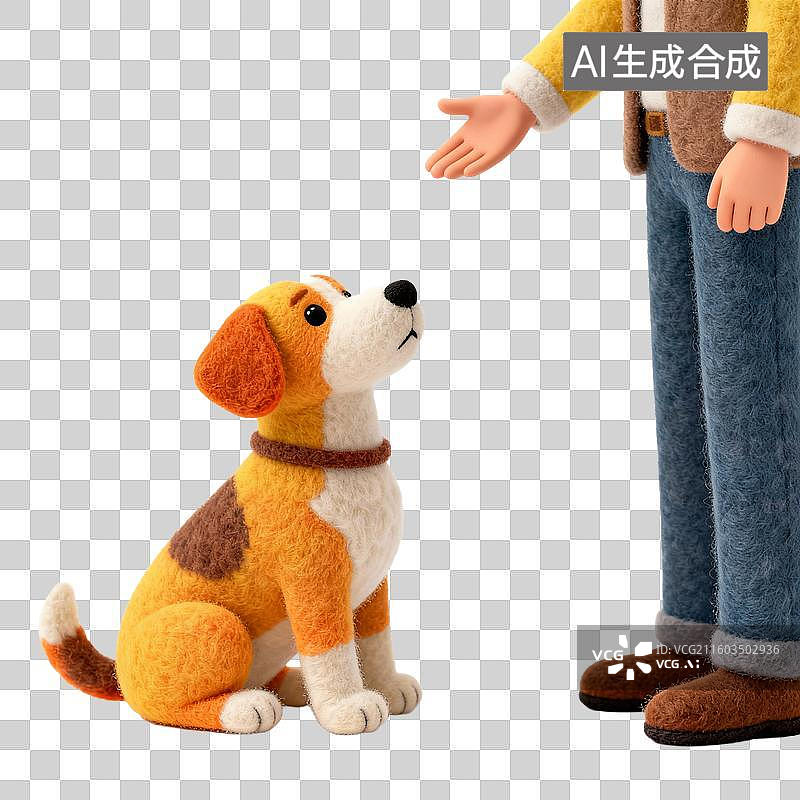 【AI数字艺术】一只小狗听着主人的命令坐下图片素材