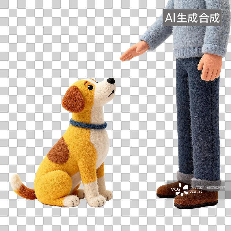 【AI数字艺术】一只小狗听着主人的命令坐下图片素材