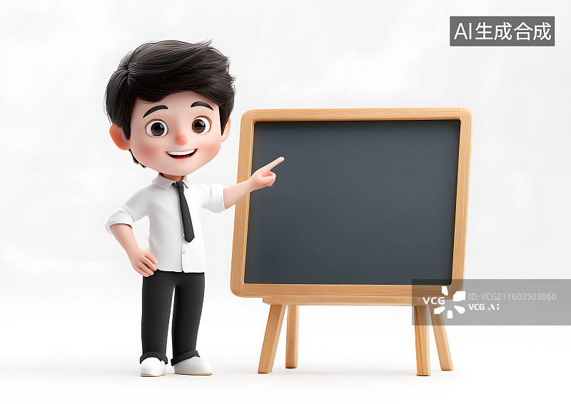 【AI数字艺术】一个男生正在小黑板前培训图片素材