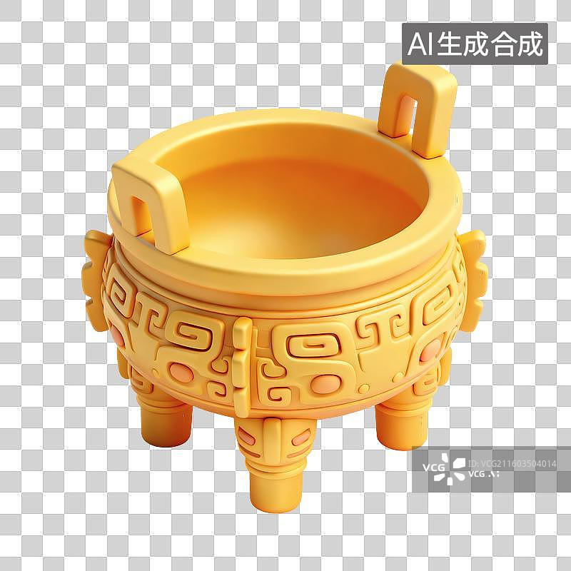 【AI数字艺术】金鼎三维插画图片素材
