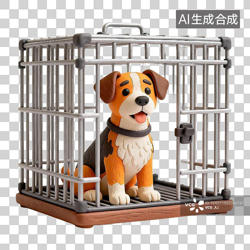【AI数字艺术】笼子里的可爱小狗图片素材