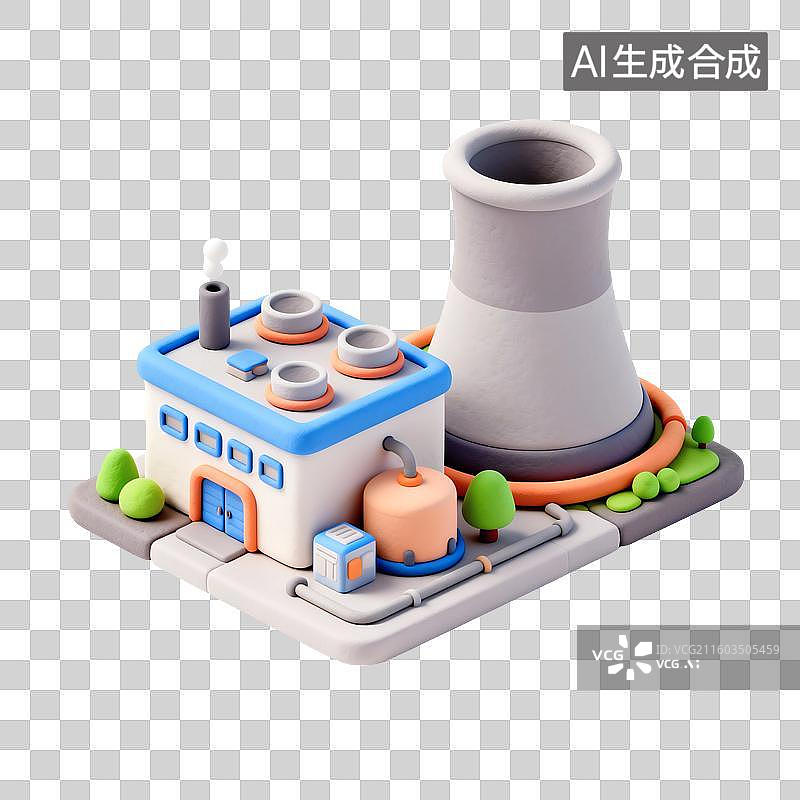 【AI数字艺术】发电站建筑插画图片素材