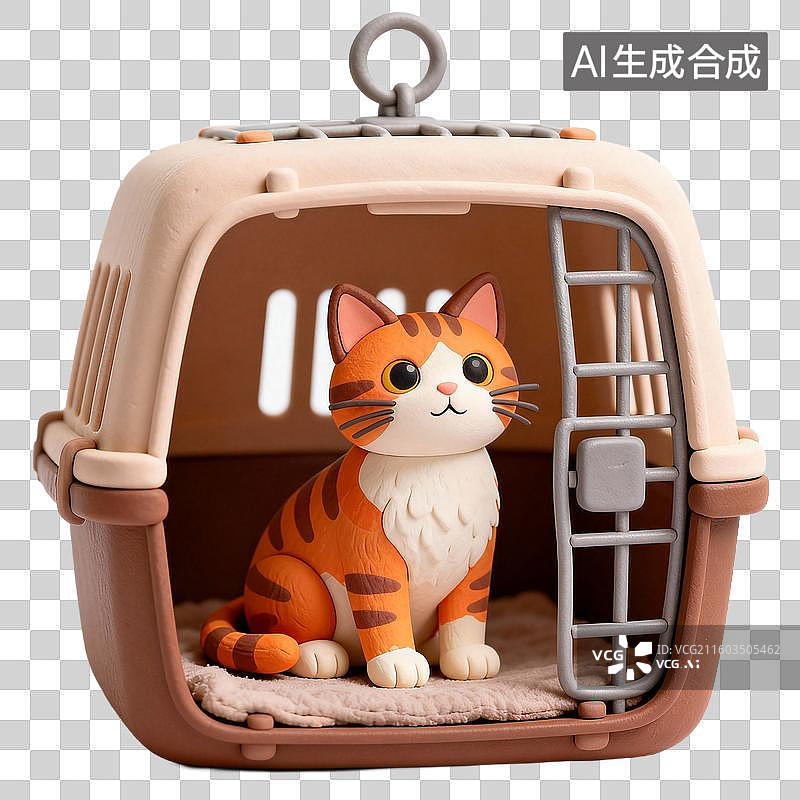 【AI数字艺术】笼子里的可爱猫咪图片素材