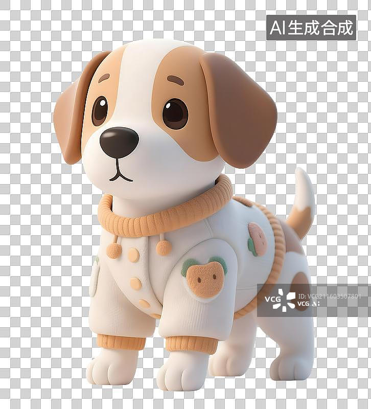 【AI数字艺术】AIGC：3D卡通穿衣服的小狗，宠物服饰，萌宠，元素，免抠图图片素材