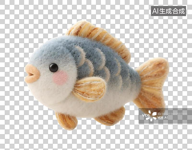 【AI数字艺术】AIGC：3D卡通羊毛毡风格鱼 小鱼干，猫零食，宠物食品，元素，免抠图图片素材
