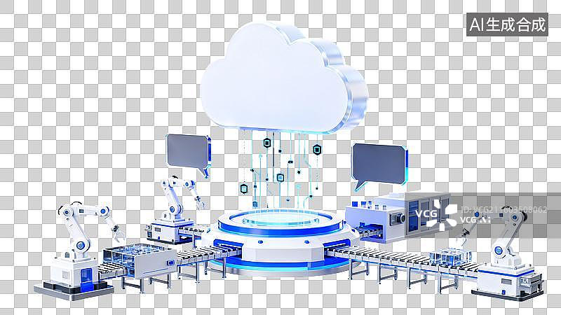 【AI数字艺术】3D轻拟物风云计算科技元素图片素材