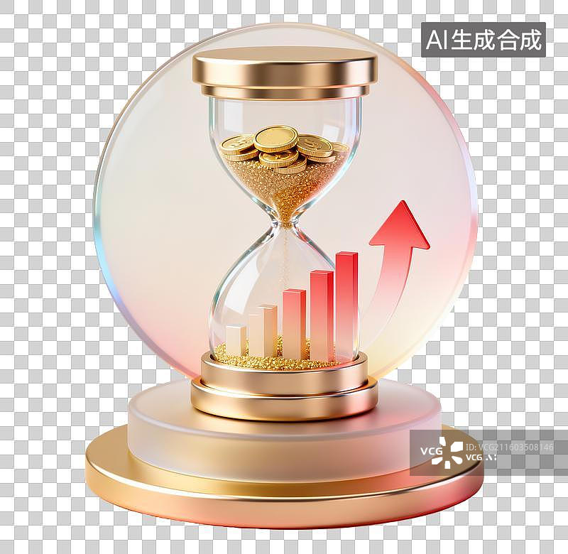 【AI数字艺术】3D轻拟物风金融数据元素图片素材