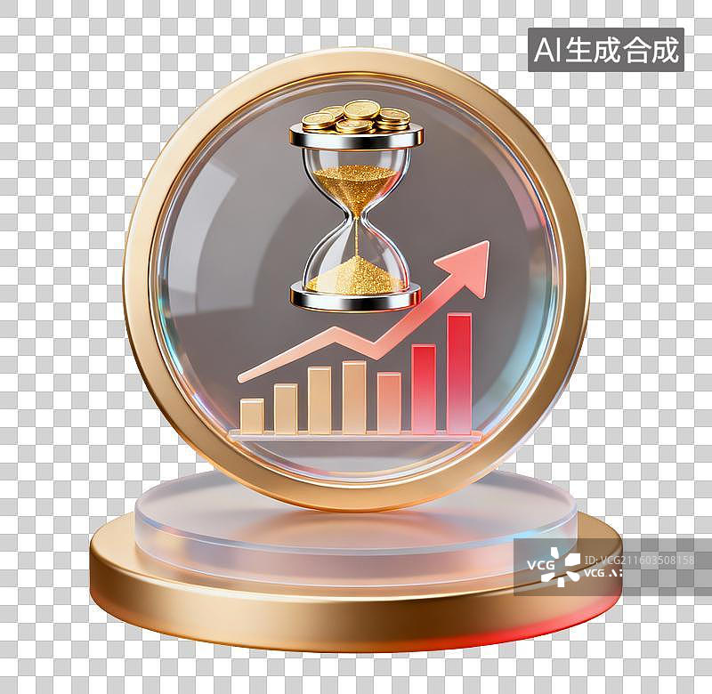 【AI数字艺术】3D轻拟物风金融数据元素图片素材