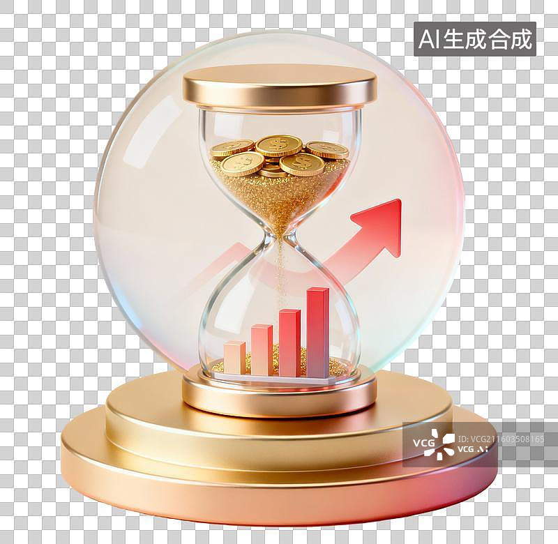 【AI数字艺术】3D轻拟物风金融数据元素图片素材