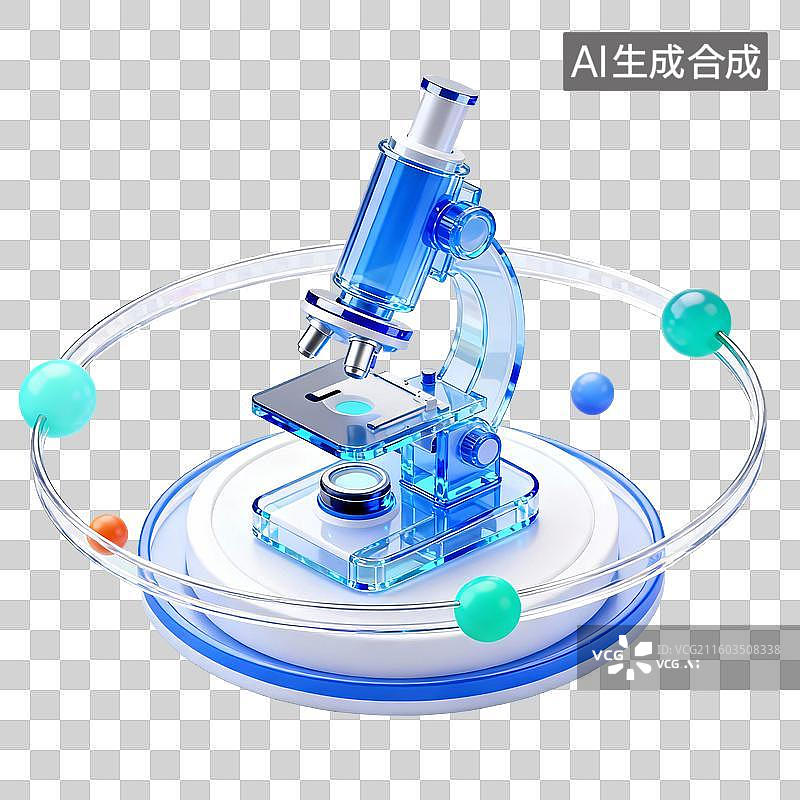 【AI数字艺术】3D轻拟物风显微镜数据元素图片素材