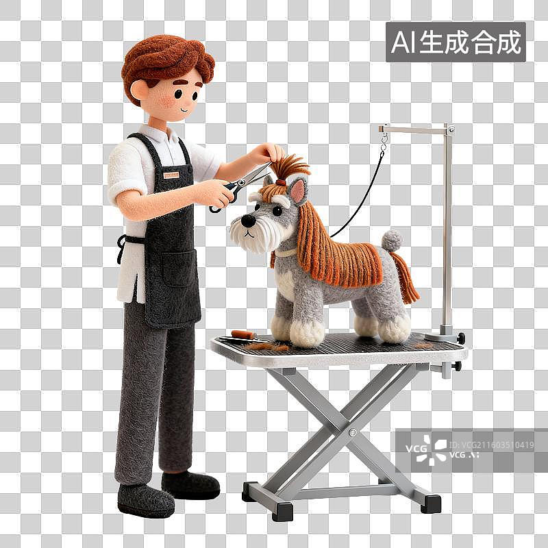 【AI数字艺术】兽医给小狗美容图片素材