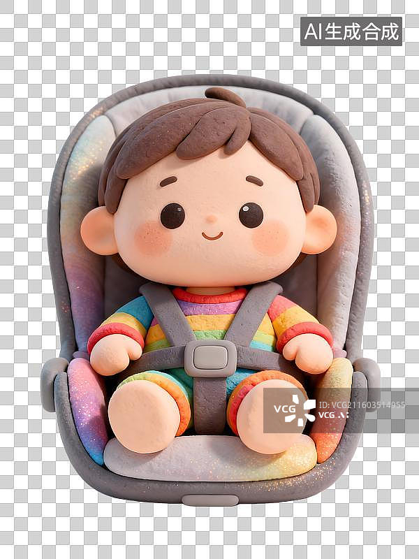 【AI数字艺术】卡通宝宝安全座椅 可爱儿童汽车座椅   可爱卡通宝宝坐在安全座椅上图片素材