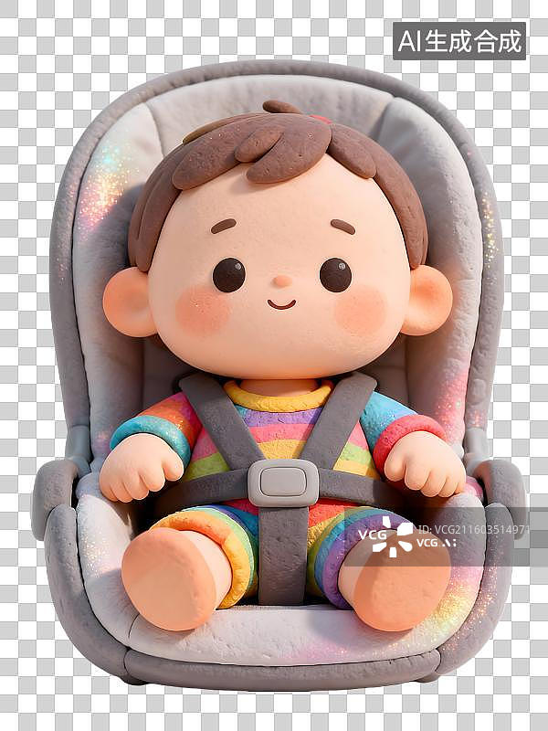 【AI数字艺术】卡通宝宝安全座椅 可爱儿童汽车座椅   可爱卡通宝宝坐在安全座椅上图片素材
