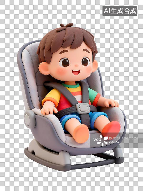 【AI数字艺术】卡通宝宝安全座椅 可爱儿童汽车座椅   可爱卡通宝宝坐在安全座椅上图片素材