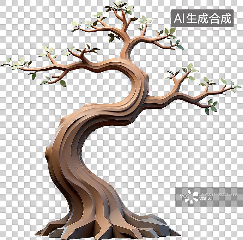 【AI数字艺术】古树造型独特枝叶繁茂图片素材