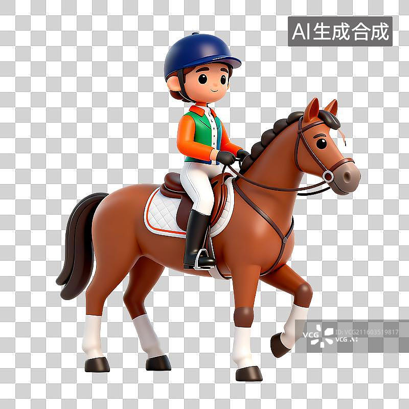 【AI数字艺术】卡通人物骑马的可爱形象图片素材