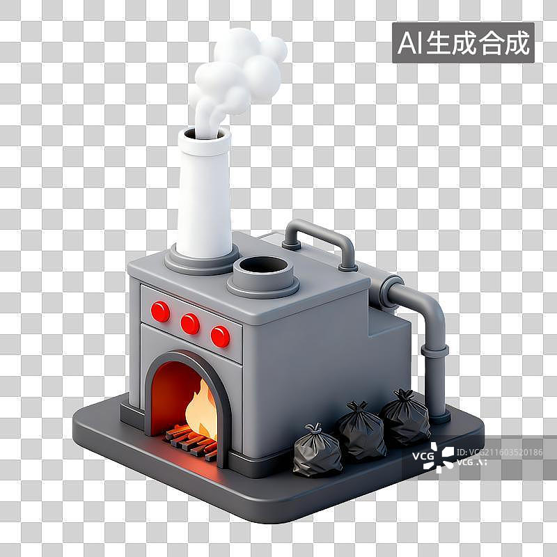 【AI数字艺术】卡通风格垃圾焚烧设备图片素材