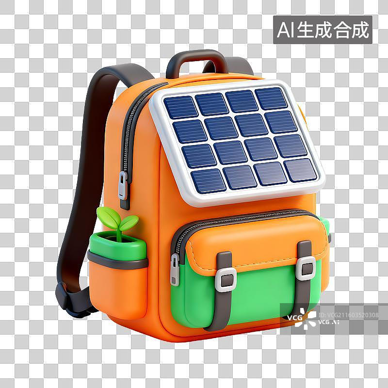 【AI数字艺术】带太阳能板的环保背包图片素材
