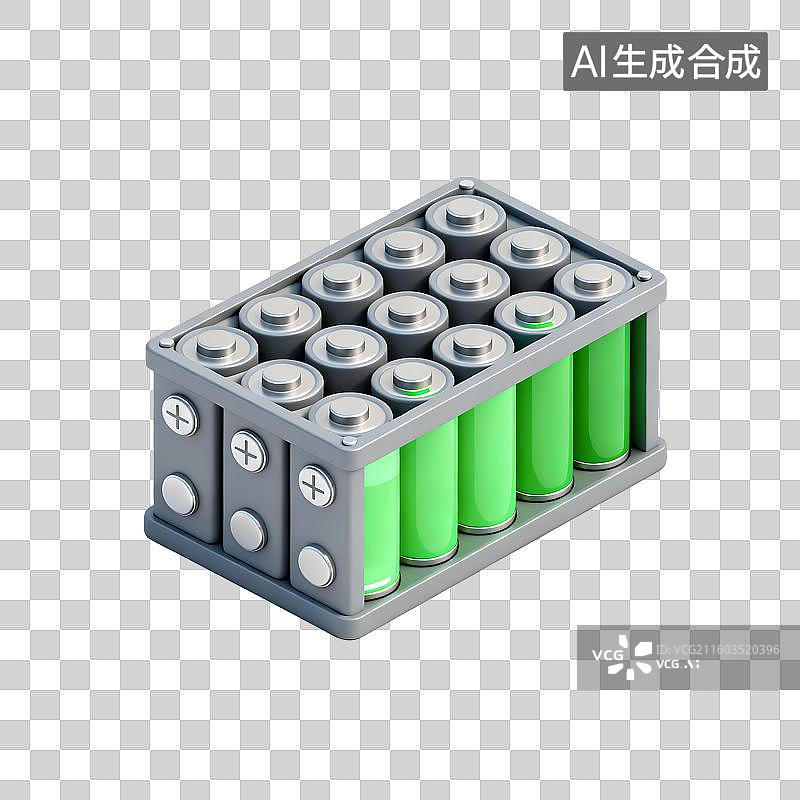 【AI数字艺术】三维渲染的电池组结构图片素材