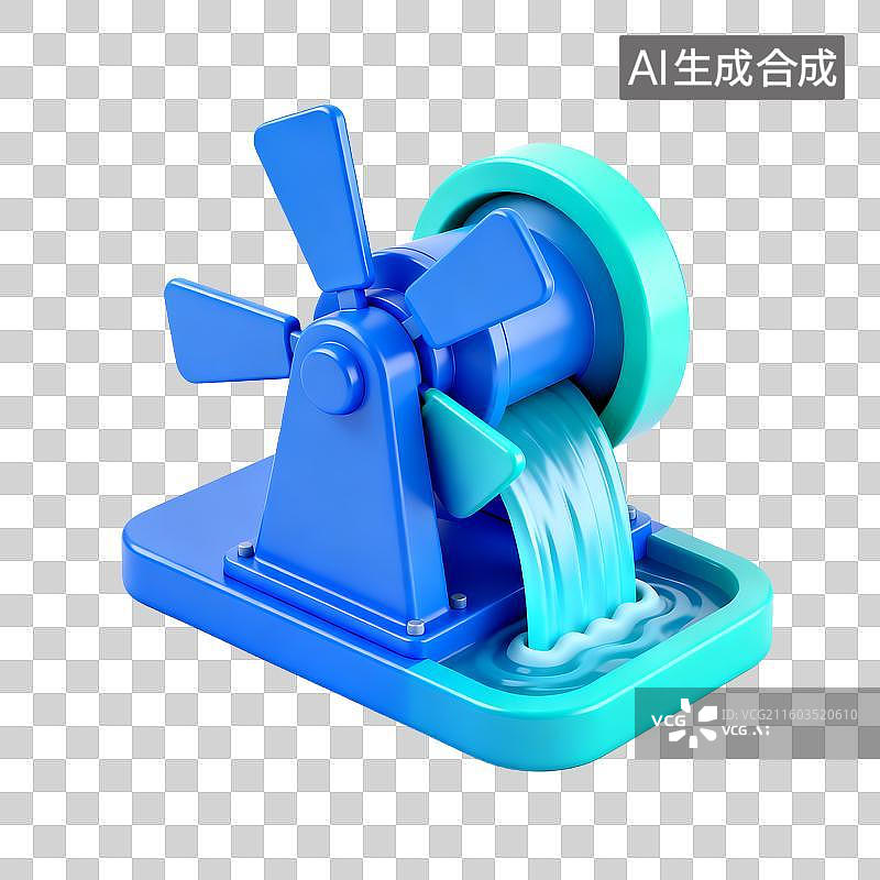 【AI数字艺术】彩色小型水轮机模型展示图片素材